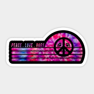 Funny Peace Love Dogs With Peace Sign Paw Dog T ie Dye Sticker